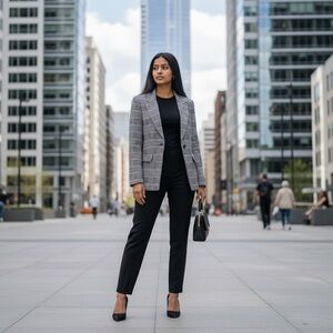 Elie. Elie Tahari classic black and white plaid blazer